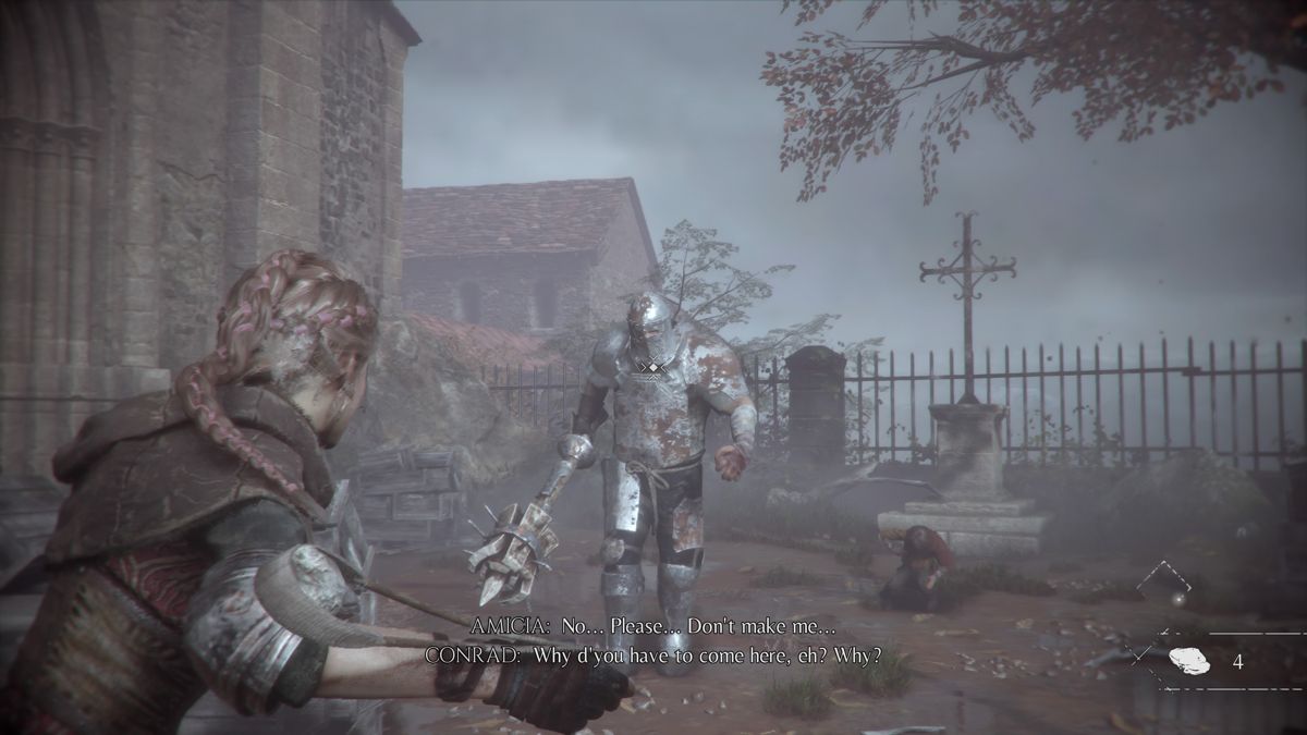 A Plague Tale: Innocence (PlayStation 4) screenshot: The very first boss battle