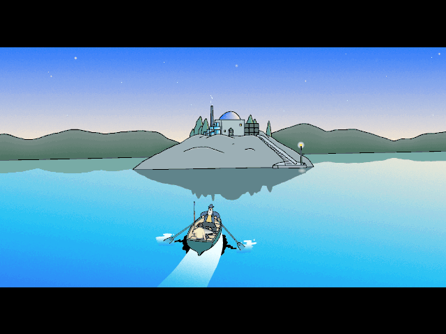 Ginga no Uo: Ursa Minor Blue (Macintosh) screenshot: Their house is on this small island.