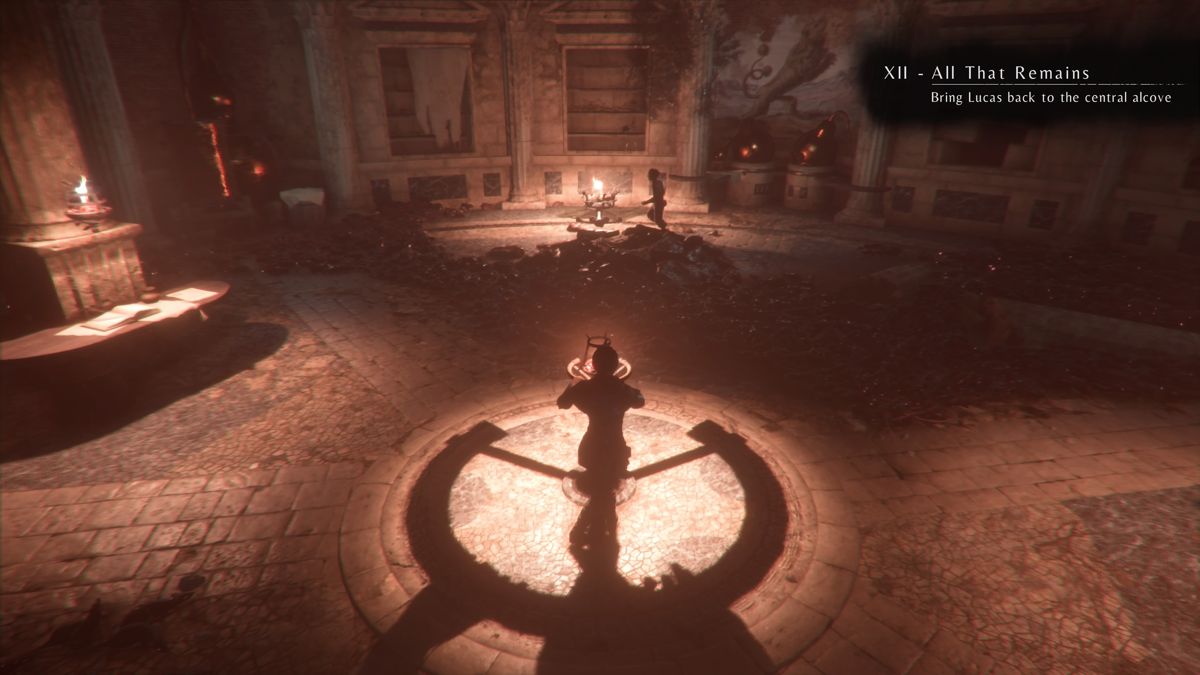A Plague Tale: Innocence (PlayStation 4) screenshot: Keeping Lucas inside the light