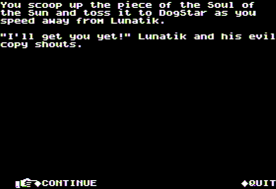 Microzine #25 (Apple II) screenshot: Cosmic Heroes - I Acquire a Shard