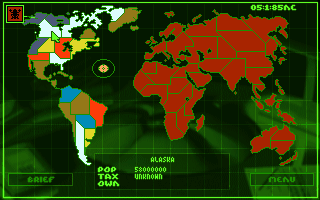 Syndicate: American Revolt (DOS) screenshot: Map Selection - America