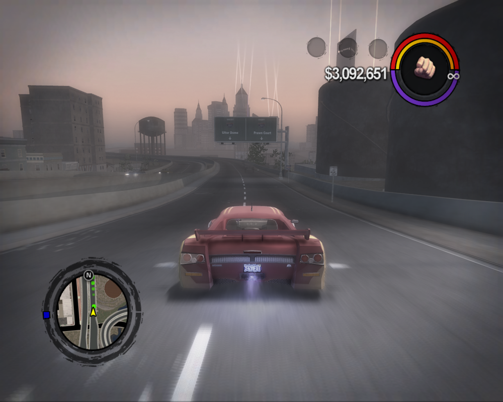 Saints Row 2 (Windows) screenshot: Fast cars use nitro (actually most upgraded cars can do so)