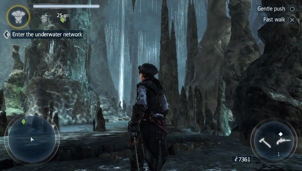 Assassin's Creed III: Liberation (PS Vita) screenshot: Exploring the cave.