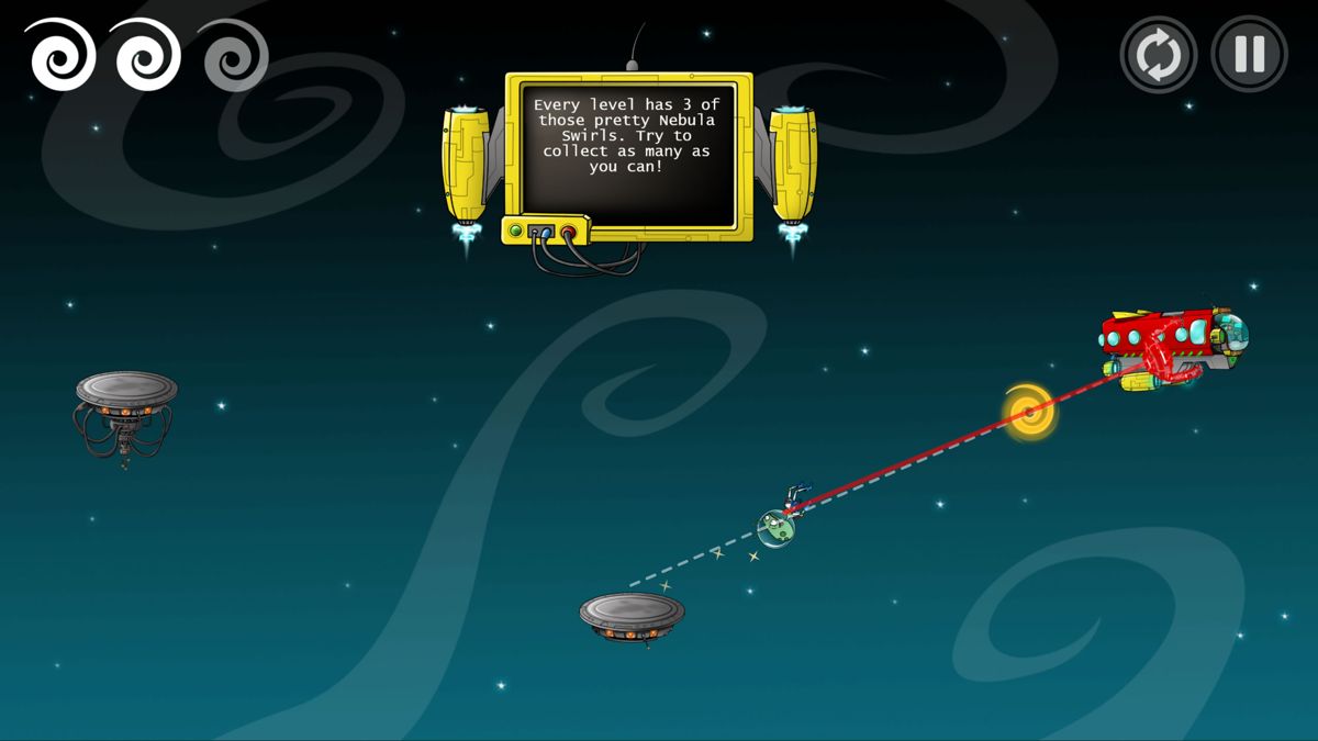 Janksy (Windows Apps) screenshot: Dragging the claw to reach the spaceship.