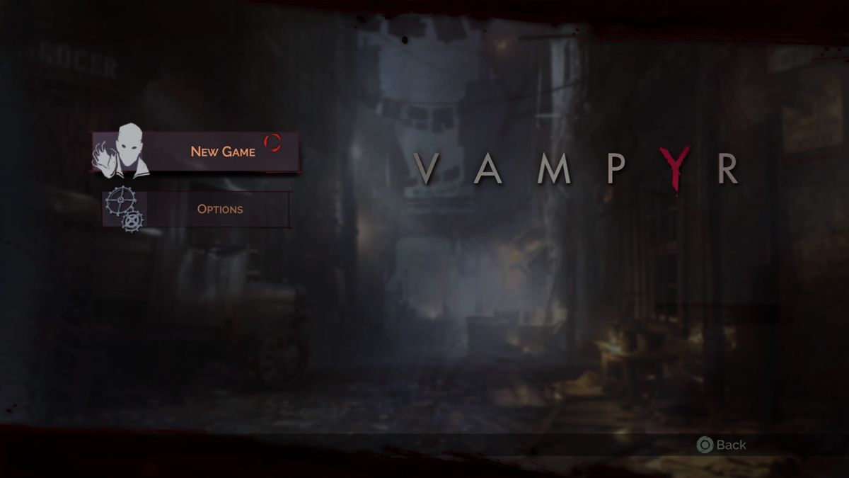 Vampyr (PlayStation 4) screenshot: Main menu