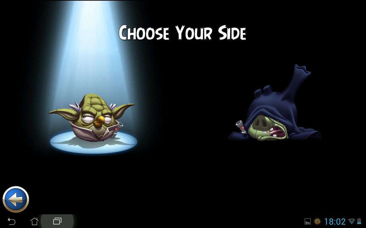 Angry Birds: Star Wars II (Android) screenshot: Master Yoda or Darth Sidious?