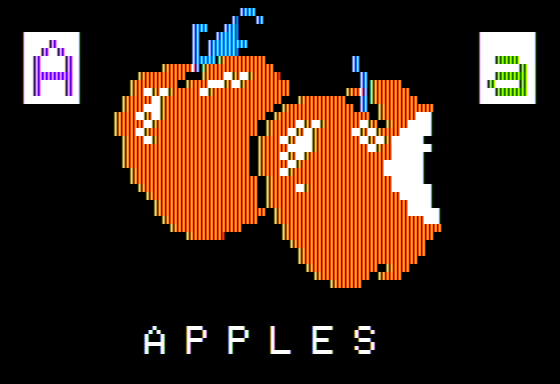 Alphabet Zoo (Apple II) screenshot: A is for Apples