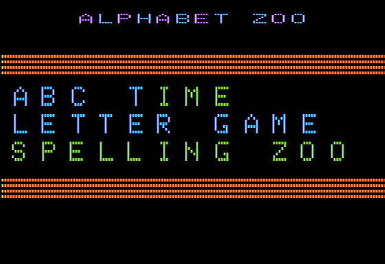 Alphabet Zoo (Apple II) screenshot: Main Menu