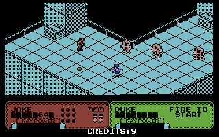 Escape from the Planet of the Robot Monsters (Commodore 64) screenshot: The beginning location