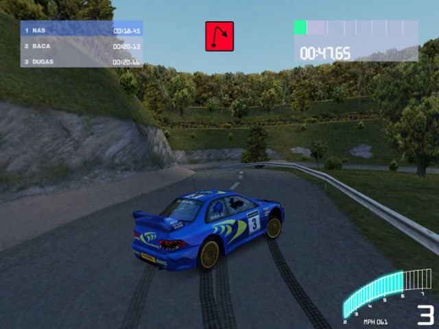 Colin McRae Rally 2.0 (Windows) screenshot: The car fell into a skid before the curve