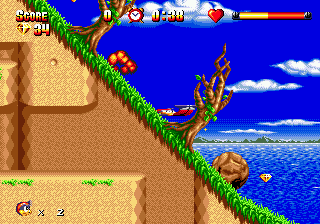 High Seas Havoc (Genesis) screenshot: Smashed by a boulder