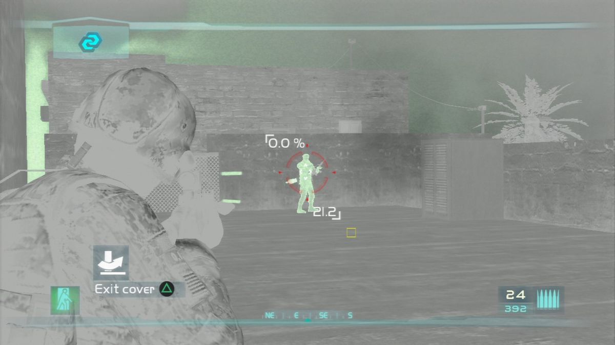 Tom Clancy's Ghost Recon: Advanced Warfighter 2 (PlayStation 3) screenshot: During the night missions, night goggles are your best ally.