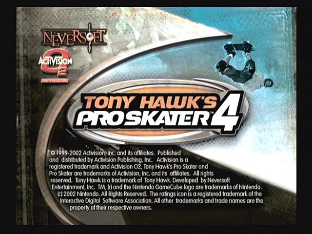 Tony Hawk's Pro Skater 4 (GameCube) screenshot: Title screen