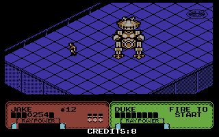 Escape from the Planet of the Robot Monsters (Commodore 64) screenshot: A large enemy