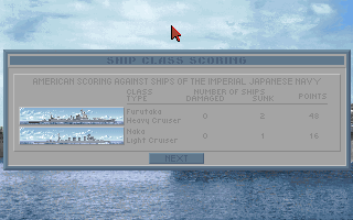 Task Force 1942 (DOS) screenshot: Post-battle score 1