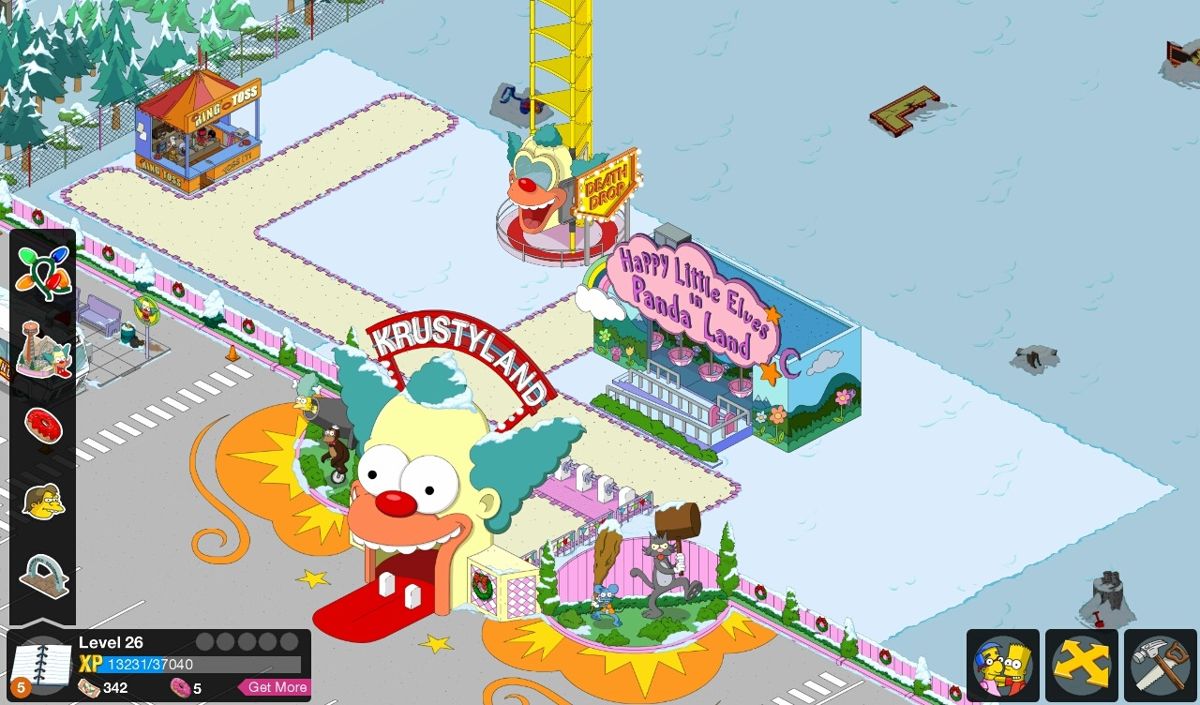 The Simpsons: Tapped Out (Android) screenshot: Krustyland, being built up.