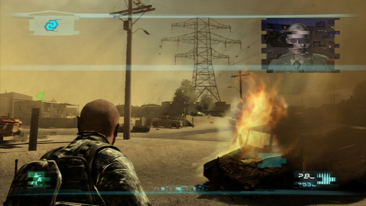 Tom Clancy's Ghost Recon: Advanced Warfighter 2 (PlayStation 3) screenshot: Without a helmet and with a broken link to your HQ.