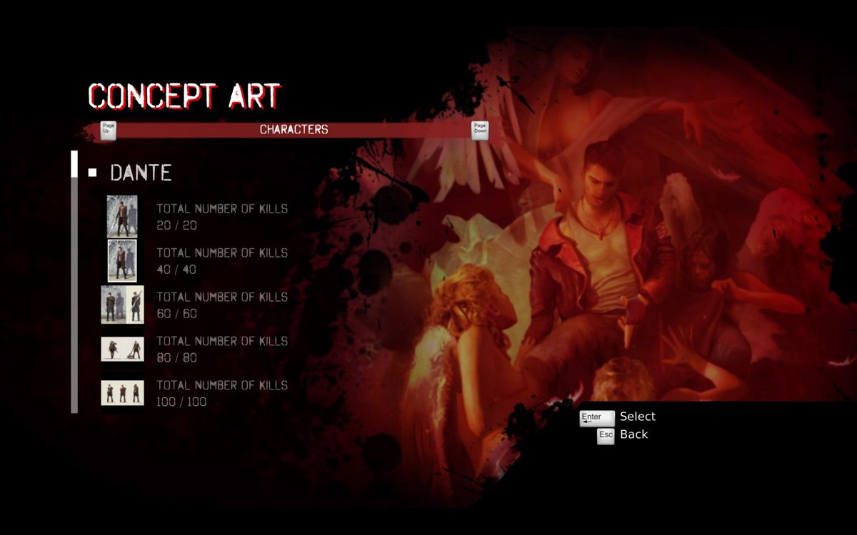 DmC: Devil May Cry (Windows) screenshot: During the course of the game, concept art can be unlocked