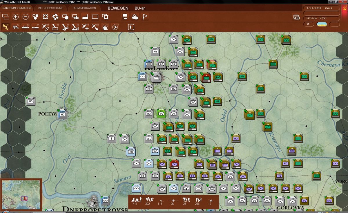 Gary Grigsby's War in the East: Don to the Danube (Windows) screenshot: Battle for Kharkov 1942