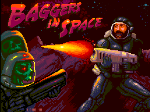 Baggers in Space (ZX Spectrum Next) screenshot: Loading/Title screen.