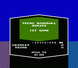 Tecmo Baseball (NES) screenshot: 1st Game