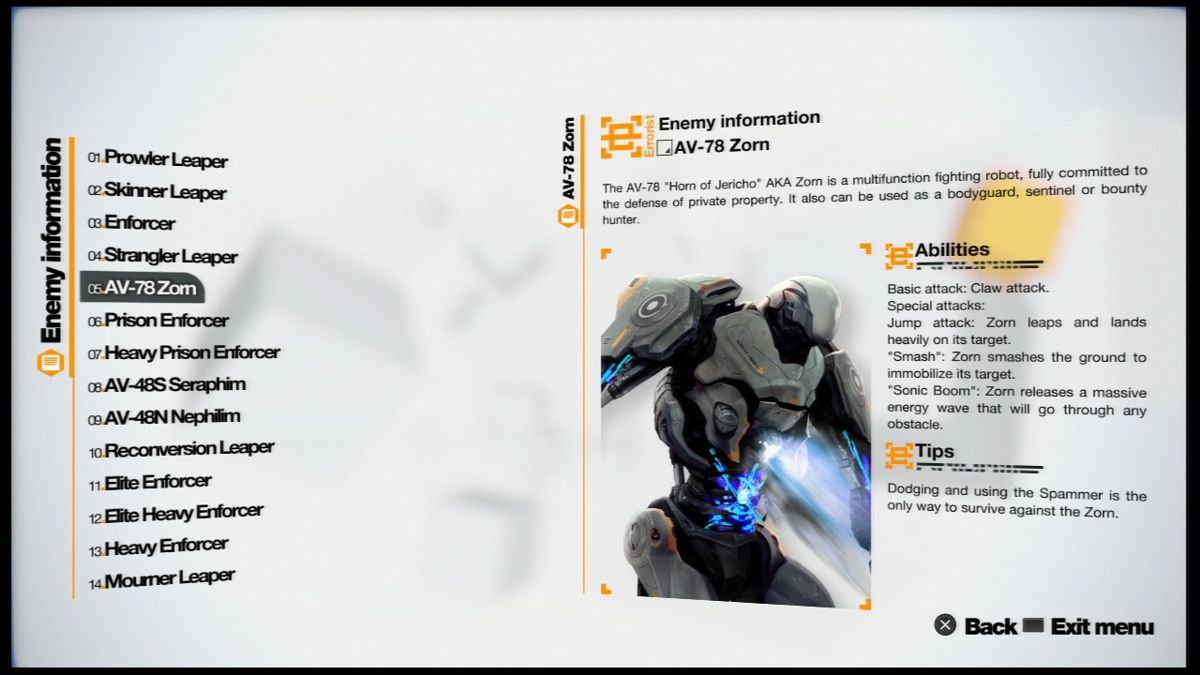 Remember Me (PlayStation 3) screenshot: Enemy information will become available as you face certain enemy type.