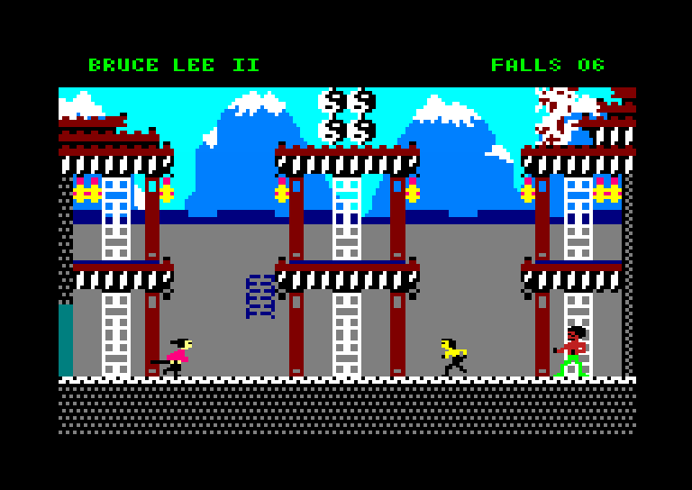 Bruce Lee II (Windows) screenshot: Familiar surroundings - new bad guys (CPC mode)