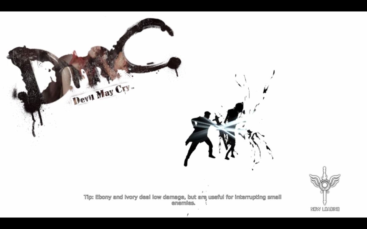 DmC: Devil May Cry (Windows) screenshot: During the loading screen, animations show possible combos