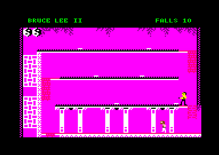 Bruce Lee II (Windows) screenshot: Can't have a Bruce Lee game without an insane jumping puzzle (CPC mode)