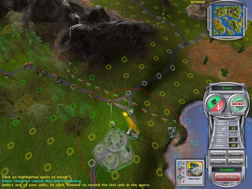 Massive Assault (Windows) screenshot: Intercept an attack with some mortar fire.