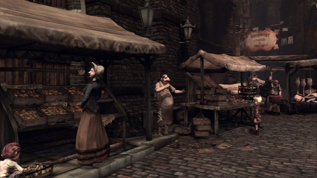 Alice: Madness Returns (PlayStation 3) screenshot: Traversing the local marketplace.