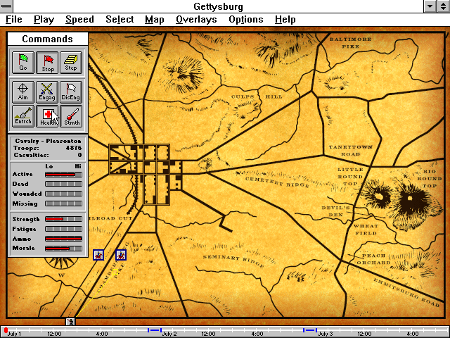 Gettysburg: An Interactive Battle Simulation (Windows 3.x) screenshot: Health and Strength Information