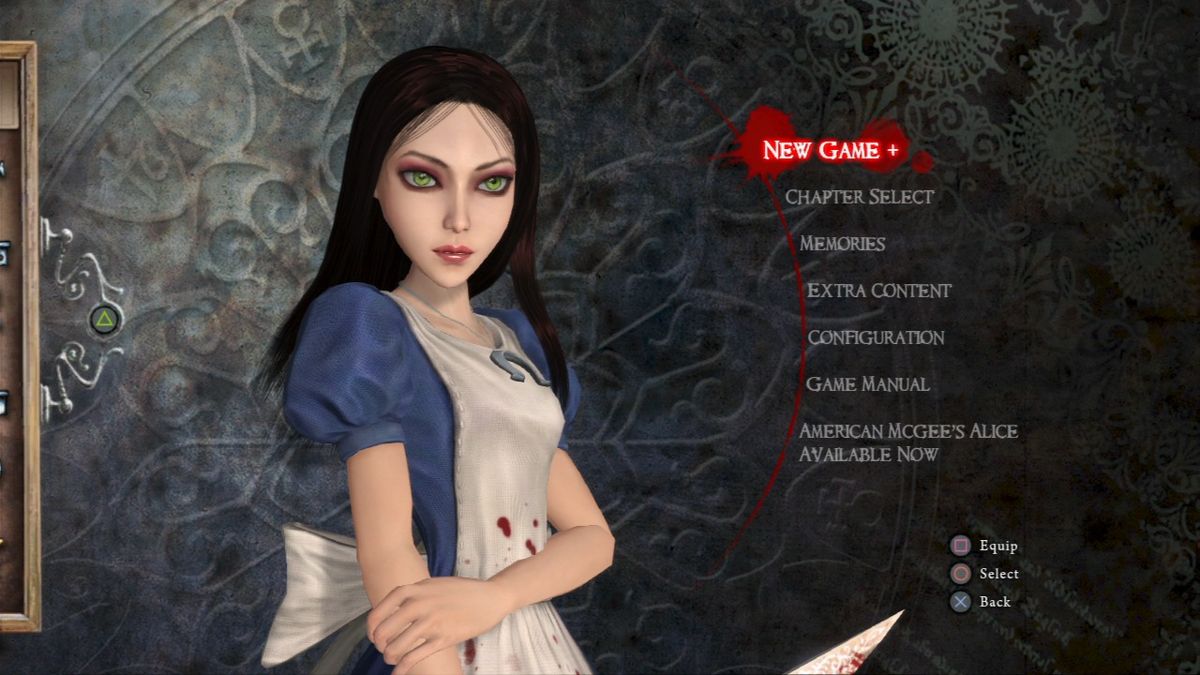Alice: Madness Returns (PlayStation 3) screenshot: Main menu
