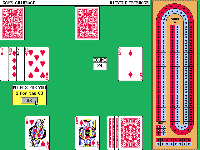 Bicycle Limited Edition (DOS) screenshot: Bicycle Cribbage: Getting the points