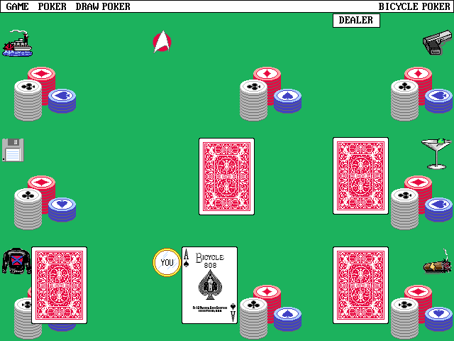 Bicycle Limited Edition (DOS) screenshot: Bicycle Poker: Dealing