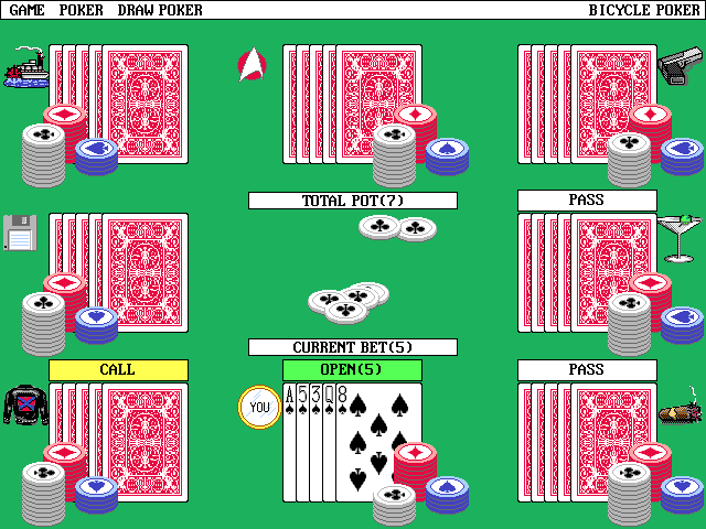 Bicycle Limited Edition (DOS) screenshot: Bicycle Poker: Raising the bid