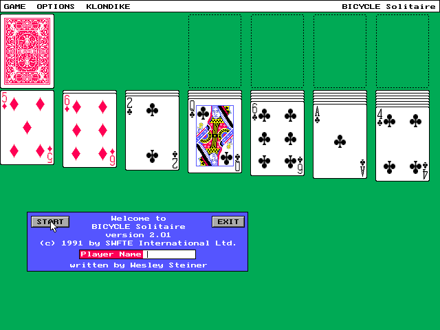 Bicycle Limited Edition (DOS) screenshot: Bicycle Solitaire: Title Screen