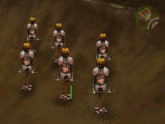 Myth: The Fallen Lords (Windows) screenshot: Zoomed-in view (a close up on dummies used in the tutorial).