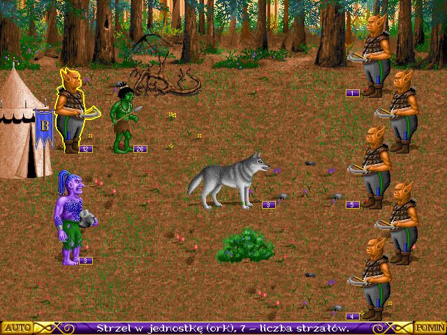 Heroes of Might and Magic (Windows) screenshot: Attack on neutral orcs units