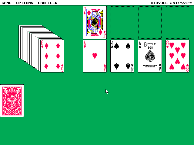 Bicycle Limited Edition (DOS) screenshot: Bicycle Solitaire: Playing the Canfield