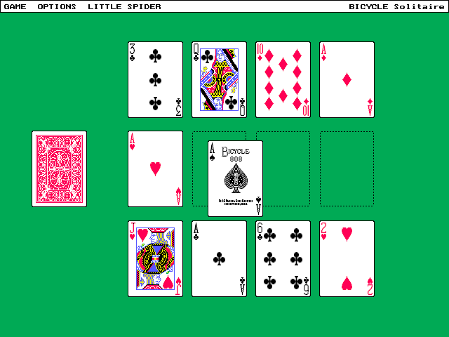 Bicycle Limited Edition (DOS) screenshot: Bicycle Solitaire: Playing the Little Spider