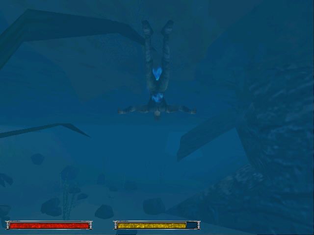 Gothic (Windows) screenshot: Swimming in water. You can dive, too