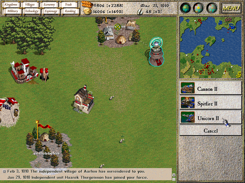 Seven Kingdoms: Ancient Adversaries (Demo Version) (Windows) screenshot: The Unicorn is a new type of war machine that was added in Ancient Adversaries.