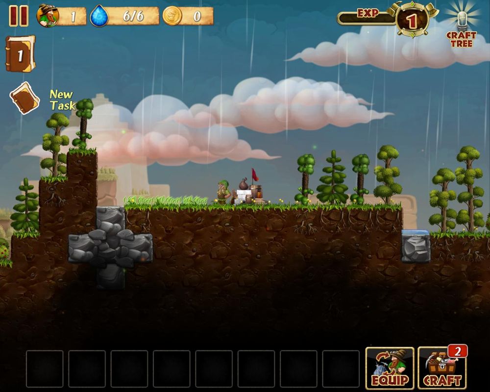 Craft the World (Windows) screenshot: Game start. A single dwarf against all odds.