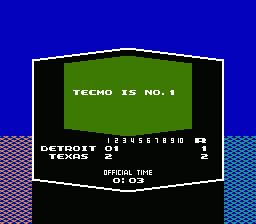 Tecmo Baseball (NES) screenshot: Tecmo is No. 1