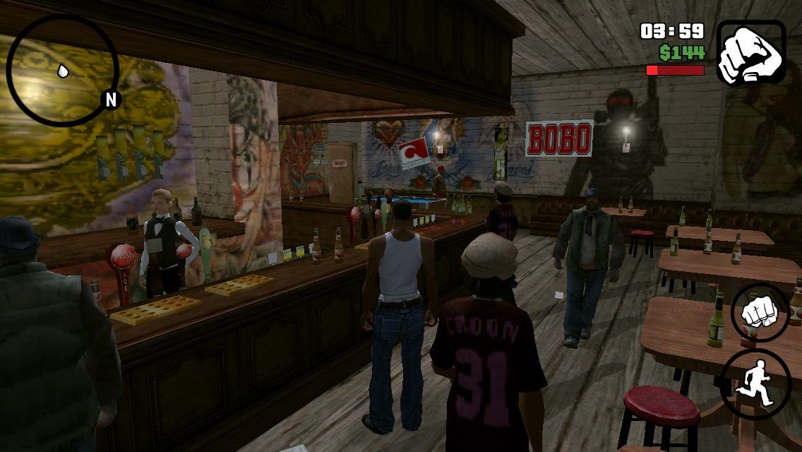 Grand Theft Auto: San Andreas (iPhone) screenshot: In a local bar