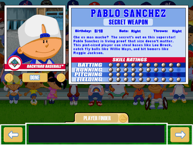 Backyard Baseball 2001 (Windows) screenshot: Meet the players.
