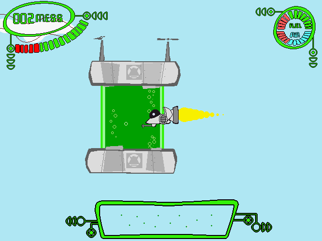 Spy Fox in Hold the Mustard (Windows) screenshot: The first two are pretty basic, teaching you how to fly through these refueling...things.
