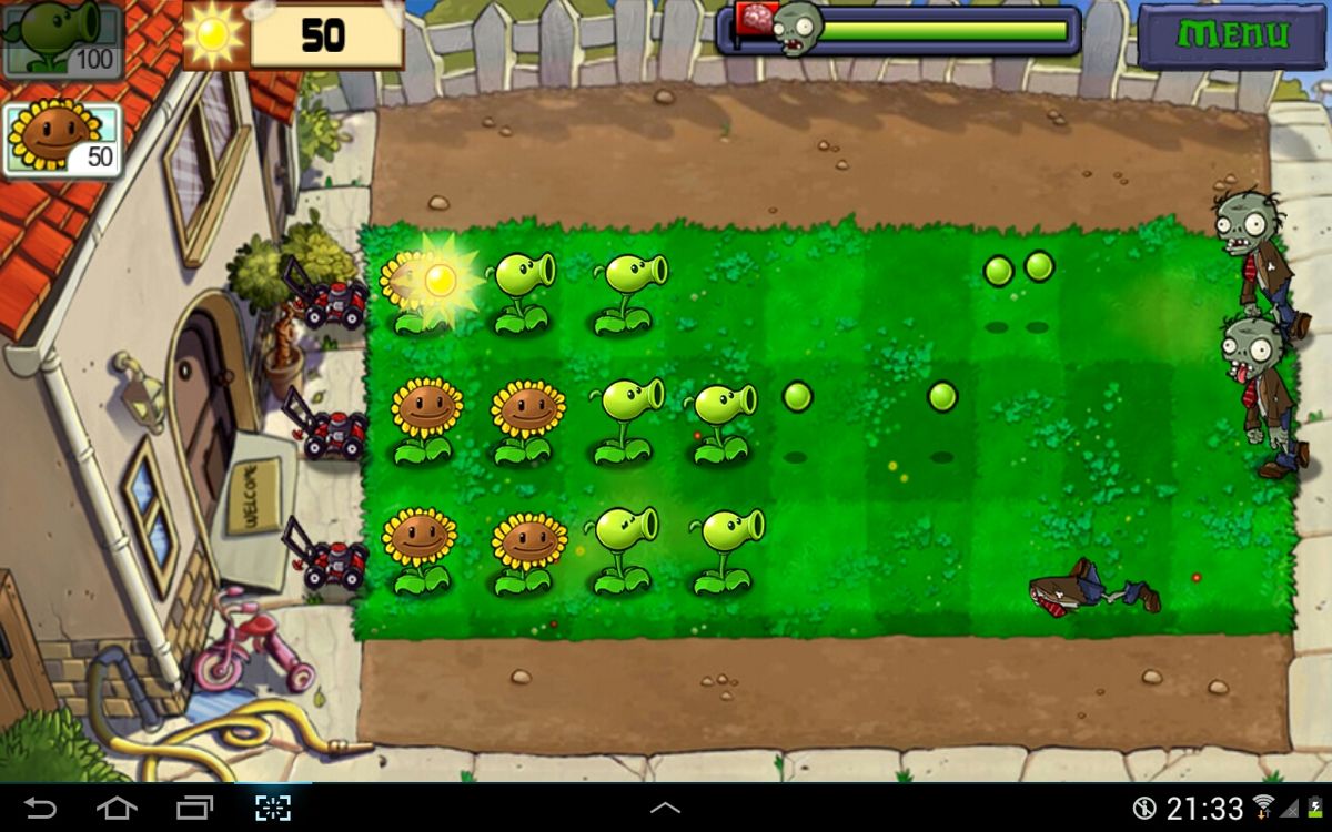 Plants vs. Zombies (Android) screenshot: Gameplay
