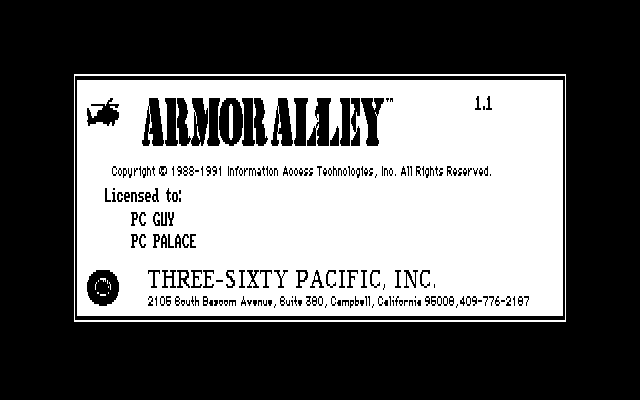 Armor Alley (DOS) screenshot: Title Screen (CGA)